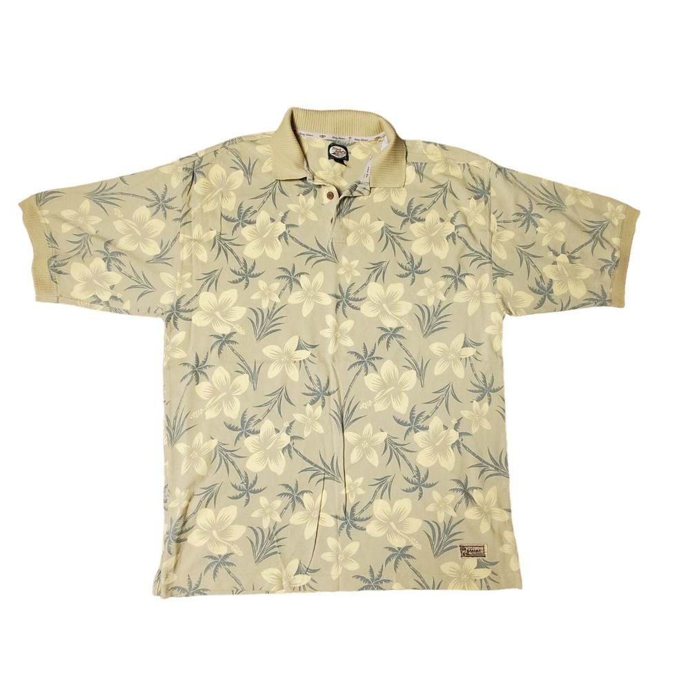 Tommy Bahama Polo Shirt Mens Yellow Floral Short Sleeve 100%‎ Cotton Size XL - Picture 7 of 8